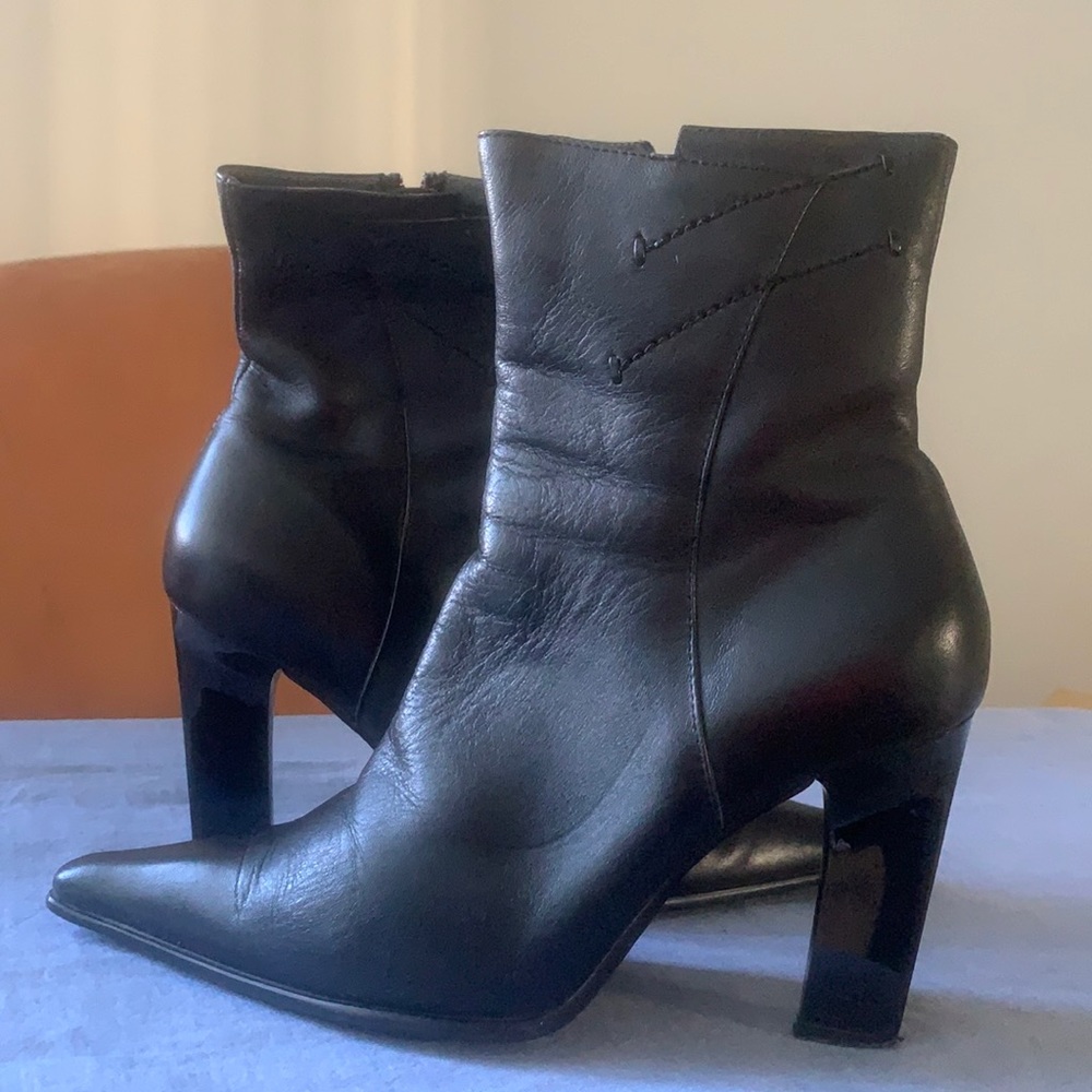 Black ankle leather boots, European size 36